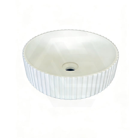 390x390x100mm Infinity Round Matt White Fluted Solid Surface Above Counter Basin
