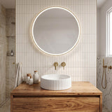 Infinity Round Fluted Solid Surface Above Counter Basin 390x390x100mm - Matt White