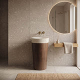 Infinity Round Fluted Solid Surface Above Counter Basin 390x390x100mm - Matt White