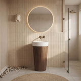 Infinity Round Fluted Solid Surface Above Counter Basin 390x390x100mm - Matt White