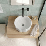 Infinity Round Fluted Solid Surface Above Counter Basin 390x390x100mm - Matt White