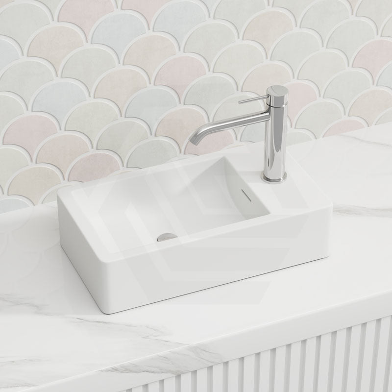 460x255x120mm Infinity Rectangle Matt White Solid Surface Above Counter Basin With 1 Tap Hole