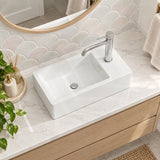 Infinity Rectangle Solid Surface Above Counter Basin with 1 Tap Hole 460x255x120mm - Matt White