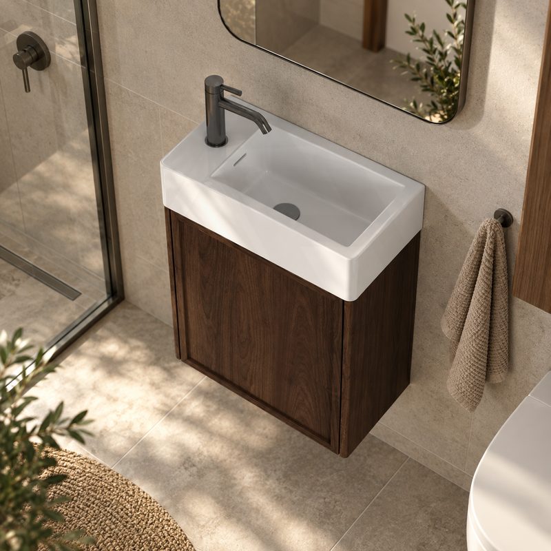Infinity Rectangle Solid Surface Above Counter Basin with 1 Tap Hole 460x255x120mm - Matt White