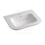 600/750/900/1200mm Curved Edge Solid Surface Vanity Top with Overflow 12 O'clock Semi-Drilled or Drilled Tap Hole