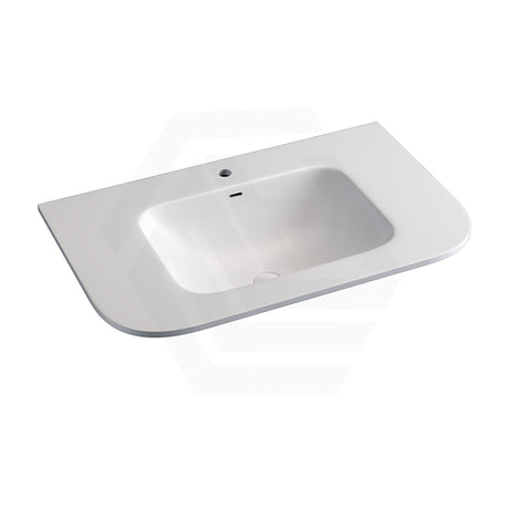 600/750/900/1200mm Curved Edge Solid Surface Vanity Top with Overflow 12 O'clock Tap Hole