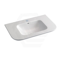 600/750/900/1200mm Curved Edge Solid Surface Vanity Top with Overflow 12 O'clock Semi-Drilled or Drilled Tap Hole