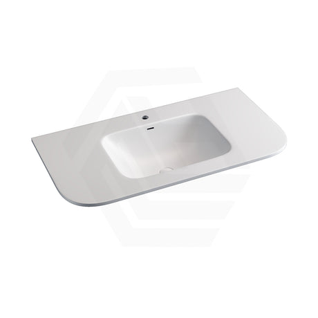 600/750/900/1200mm Curved Edge Solid Surface Vanity Top with Overflow 12 O'clock Tap Hole