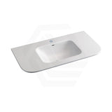 600/750/900/1200mm Curved Edge Solid Surface Vanity Top with Overflow 12 O'clock Semi-Drilled or Drilled Tap Hole