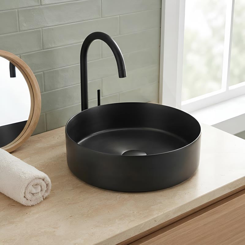 Handmade Round Stainless Steel Above Counter Basin 380x380x110mm - M#1(Gunmetal Grey)