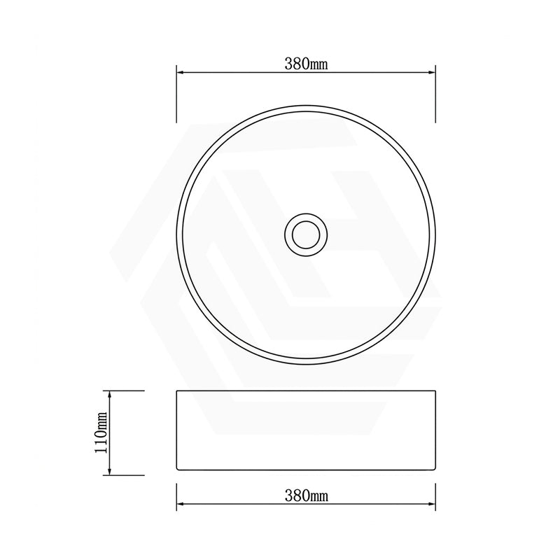 Infinity Handmade Round Stainless Steel Above Counter Basin NO Overflow 380x380x110mm - Brushed Nickel