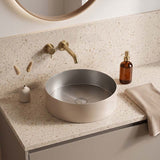 Infinity Handmade Round Stainless Steel Above Counter Basin NO Overflow 380x380x110mm - Brushed Nickel