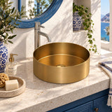 G#2(Gold) Handmade Round Stainless Steel Above Counter Basin 380x380x110mm - Brushed Gold