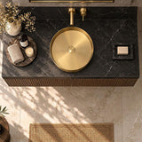 G#2(Gold) Handmade Round Stainless Steel Above Counter Basin 380x380x110mm - Brushed Gold