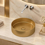 G#2(Gold) Handmade Round Stainless Steel Above Counter Basin 380x380x110mm - Brushed Gold