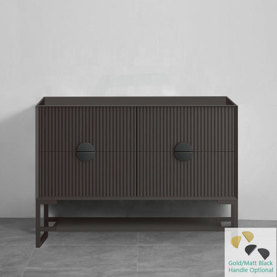 1200mm Kingo Freestanding Plywood Vanity Linear Surface Single/Double Bowls Cabinet ONLY for Bathroom Matt White/Black