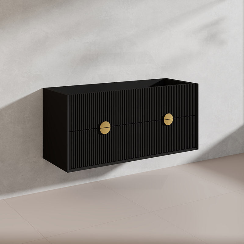 1200mm Kingo Wall Hung Plywood Vanity Matt White/Black Linear Surface Finish Single/Double Bowls Cabinet ONLY for Bathroom