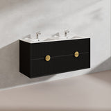 1200mm Kingo Wall Hung Plywood Vanity Matt White/Black Linear Surface Finish Single/Double Bowls Cabinet ONLY for Bathroom