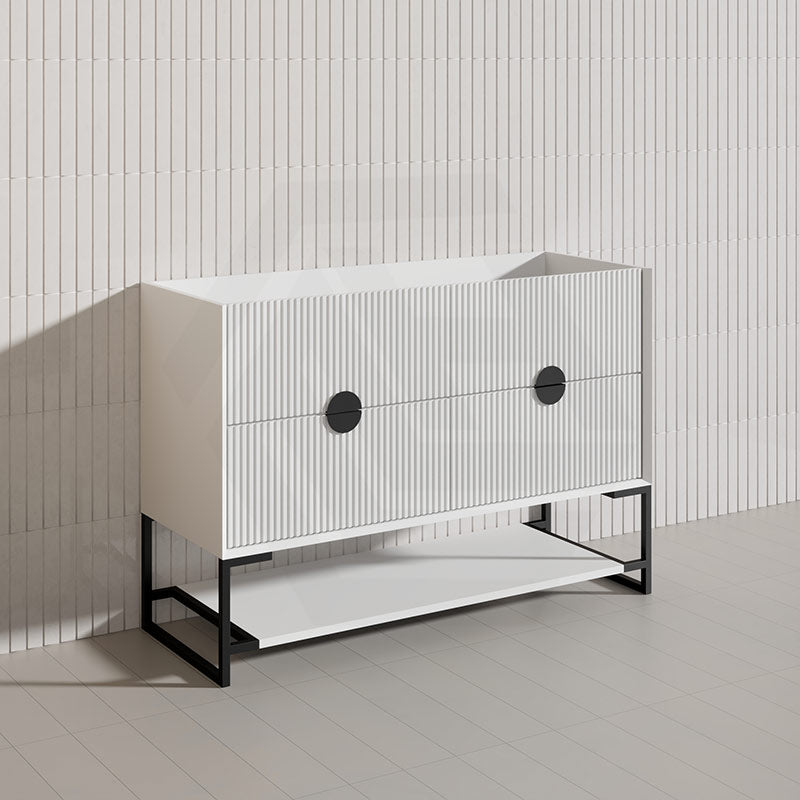 1200mm Kingo Freestanding Plywood Vanity Linear Surface Single/Double Bowls Cabinet ONLY for Bathroom Matt White/Black