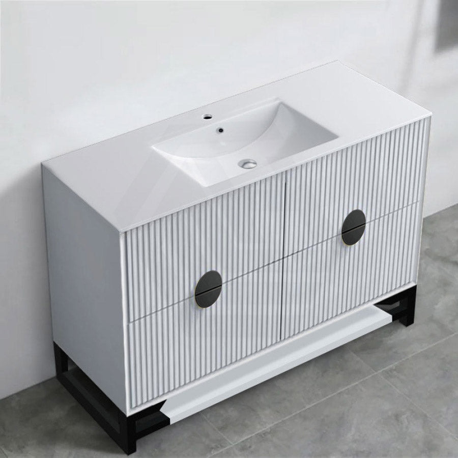 1200mm Kingo Freestanding Plywood Vanity Linear Surface Single/Double Bowls Cabinet ONLY for Bathroom Matt White/Black