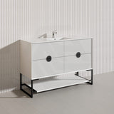 1200mm Kingo Freestanding Plywood Vanity Linear Surface Single/Double Bowls Cabinet ONLY for Bathroom Matt White/Black