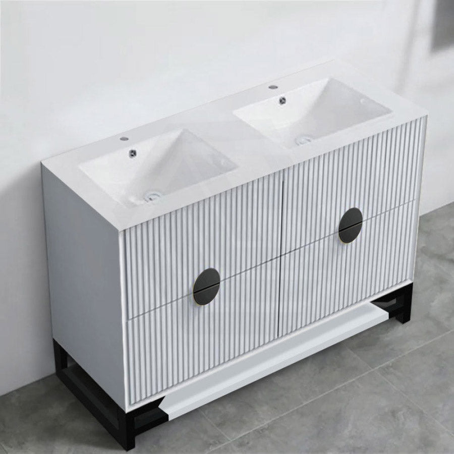 1200mm Kingo Freestanding Plywood Vanity Linear Surface Single/Double Bowls Cabinet ONLY for Bathroom Matt White/Black