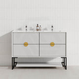 600-1500Mm Kingo Freestanding Plywood Vanity White Linear Surface Single/Double Bowls Cabinet Only