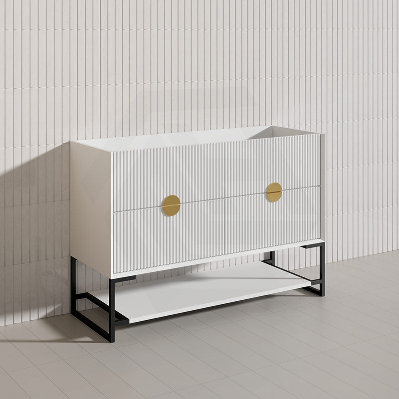 1200mm Kingo Freestanding Plywood Vanity Linear Surface Single/Double Bowls Cabinet ONLY for Bathroom Matt White/Black