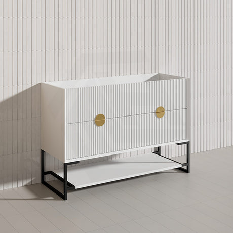 1200mm Kingo Freestanding Plywood Vanity Linear Surface Single/Double Bowls Cabinet ONLY for Bathroom Matt White/Black