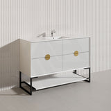1200mm Kingo Freestanding Plywood Vanity Linear Surface Single/Double Bowls Cabinet ONLY for Bathroom Matt White/Black