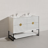 1200mm Kingo Freestanding Plywood Vanity Linear Surface Single/Double Bowls Cabinet ONLY for Bathroom Matt White/Black