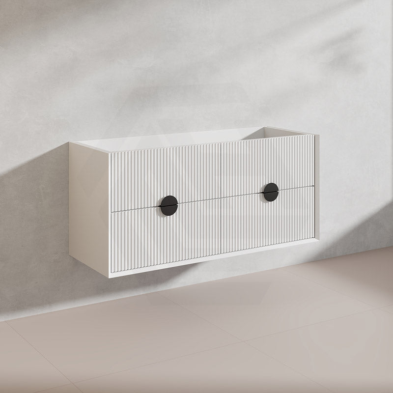 1200mm Kingo Wall Hung Plywood Vanity Matt White/Black Linear Surface Finish Single/Double Bowls Cabinet ONLY for Bathroom