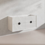 1200mm Kingo Wall Hung Plywood Vanity Matt White/Black Linear Surface Finish Single/Double Bowls Cabinet ONLY for Bathroom