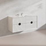 1200mm Kingo Wall Hung Plywood Vanity Matt White/Black Linear Surface Finish Single/Double Bowls Cabinet ONLY for Bathroom