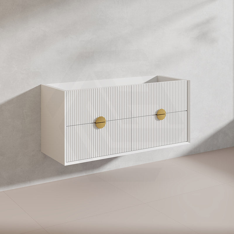 1200mm Kingo Wall Hung Plywood Vanity Matt White/Black Linear Surface Finish Single/Double Bowls Cabinet ONLY for Bathroom