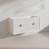 1200mm Kingo Wall Hung Plywood Vanity Matt White/Black Linear Surface Finish Single/Double Bowls Cabinet ONLY for Bathroom