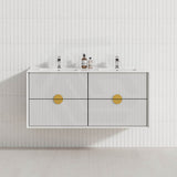 600-1800mm Kingo Wall Hung Plywood Vanity White Linear Surface Finish Single/Double Bowls Cabinet ONLY for Bathroom