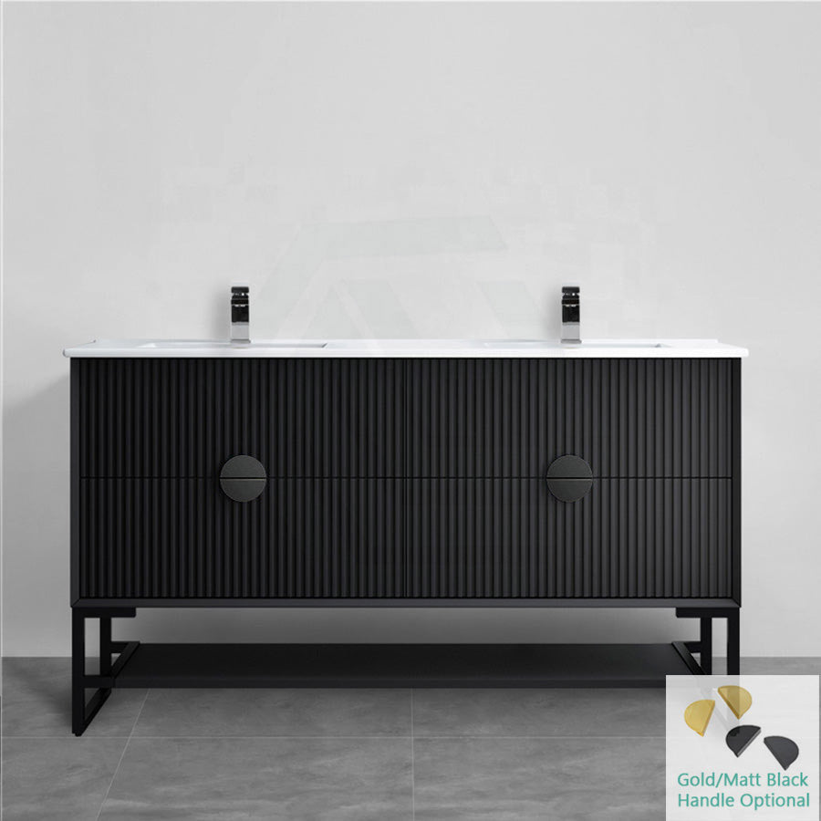 1500mm Kingo Freestanding Plywood Vanity Linear Surface Single/Double Bowls Cabinet ONLY for Bathroom Matt White/Black