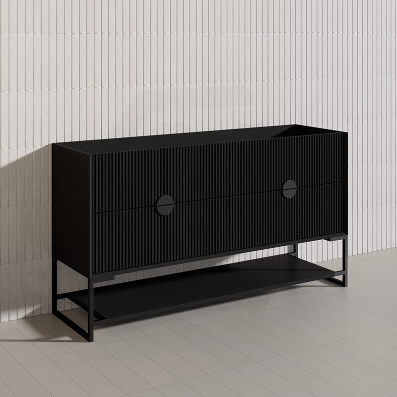 1500mm Kingo Freestanding Plywood Vanity Linear Surface Single/Double Bowls Cabinet ONLY for Bathroom Matt White/Black