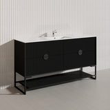 1500mm Kingo Freestanding Plywood Vanity Linear Surface Single/Double Bowls Cabinet ONLY for Bathroom Matt White/Black