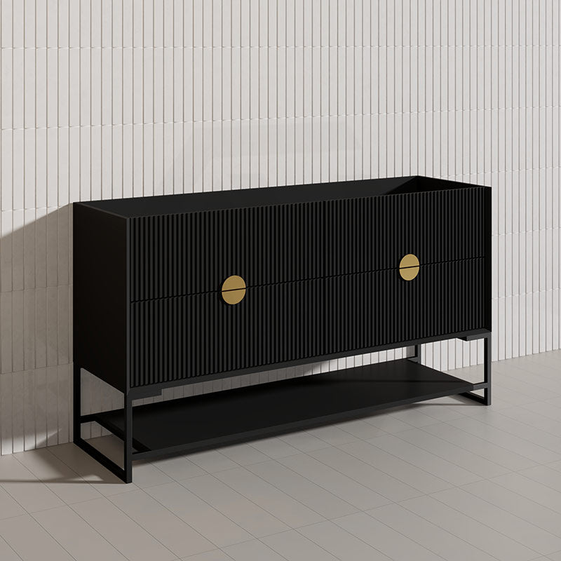 1500mm Kingo Freestanding Plywood Vanity Linear Surface Single/Double Bowls Cabinet ONLY for Bathroom Matt White/Black
