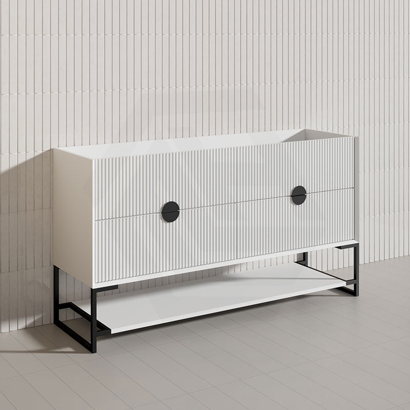 1500mm Kingo Freestanding Plywood Vanity Linear Surface Single/Double Bowls Cabinet ONLY for Bathroom Matt White/Black