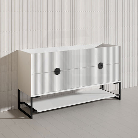 1500mm Kingo Freestanding Plywood Vanity Linear Surface Single/Double Bowls Cabinet ONLY for Bathroom Matt White/Black