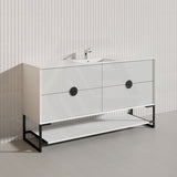 1500mm Kingo Freestanding Plywood Vanity Linear Surface Single/Double Bowls Cabinet ONLY for Bathroom Matt White/Black
