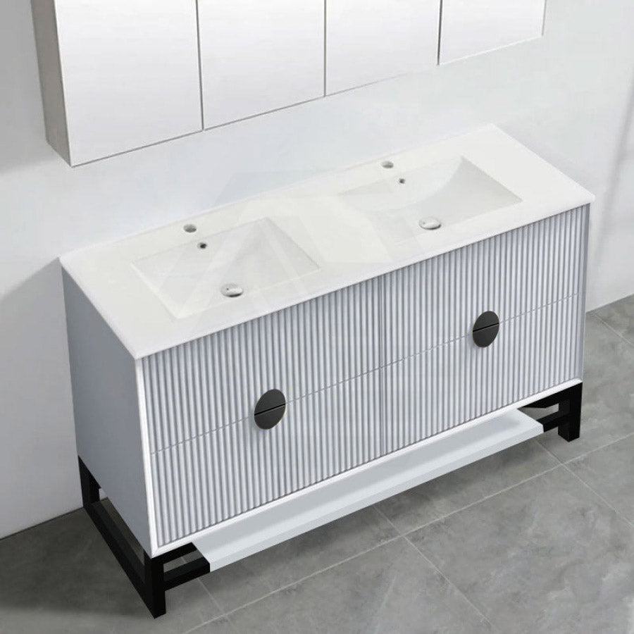 1500mm Kingo Freestanding Plywood Vanity Linear Surface Single/Double Bowls Cabinet ONLY for Bathroom Matt White/Black