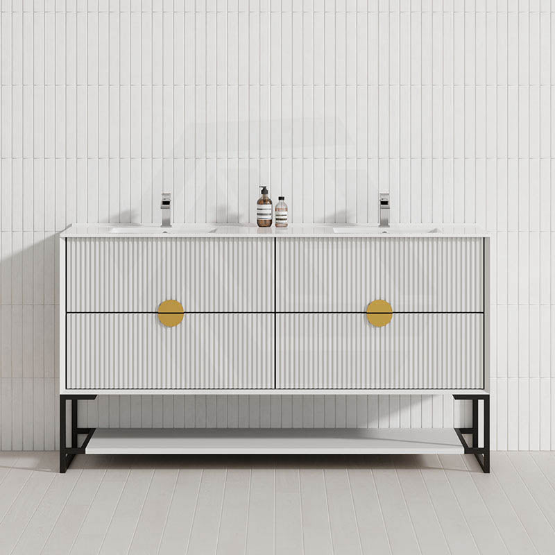 600-1800mm Kingo Freestanding Plywood Vanity White Linear Surface Single/Double Bowls Cabinet ONLY for Bathroom