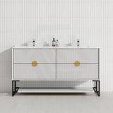 600-1800mm Kingo Freestanding Plywood Vanity White Linear Surface Single/Double Bowls Cabinet ONLY for Bathroom