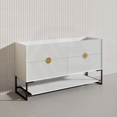 1500mm Kingo Freestanding Plywood Vanity Linear Surface Single/Double Bowls Cabinet ONLY for Bathroom Matt White/Black
