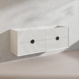 1500mm Kingo Wall Hung Plywood Vanity Matt White/Black Linear Surface Finish Single/Double Bowls Cabinet ONLY for Bathroom