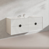 1500mm Kingo Wall Hung Plywood Vanity Matt White/Black Linear Surface Finish Single/Double Bowls Cabinet ONLY for Bathroom